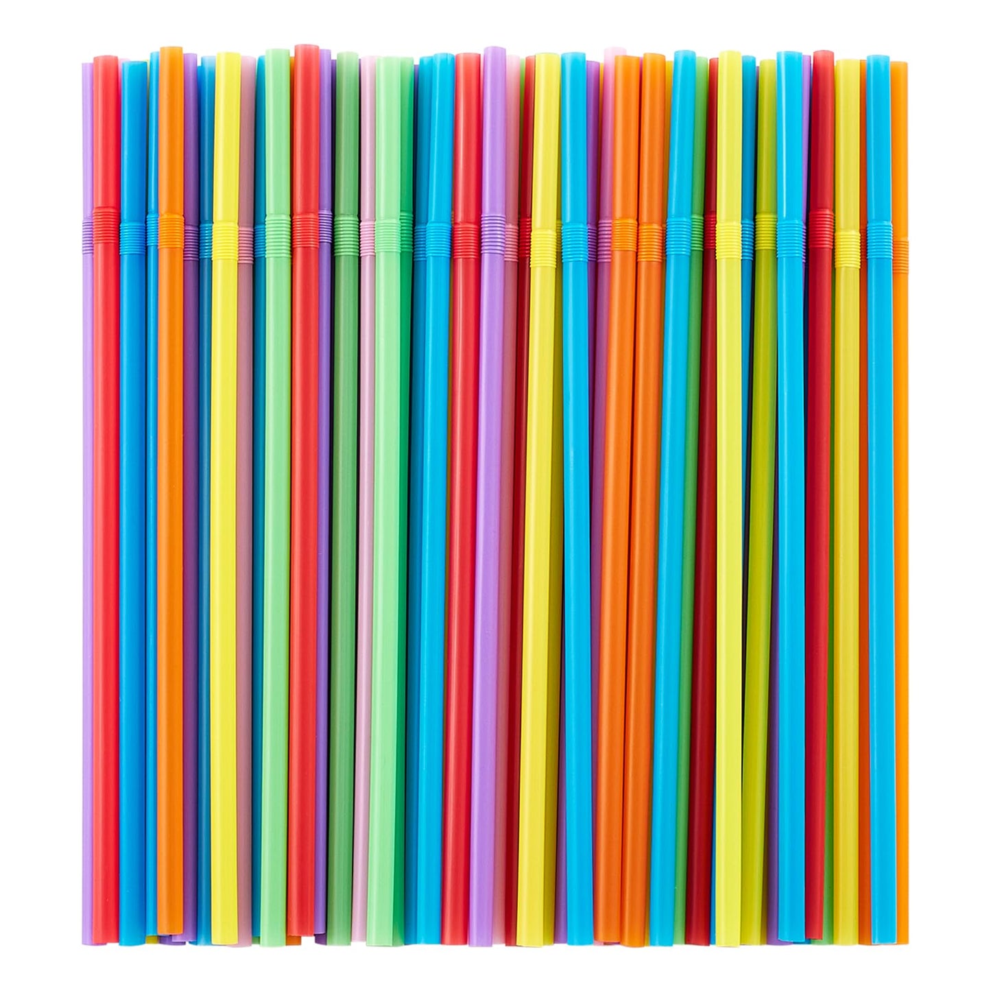[Individually Wrapped] 100 Pcs Colorful Flexible Plastic Straws, Disposable Bendy Straws, 8.26" Long and 0.23'' Diameter, BPA-Free