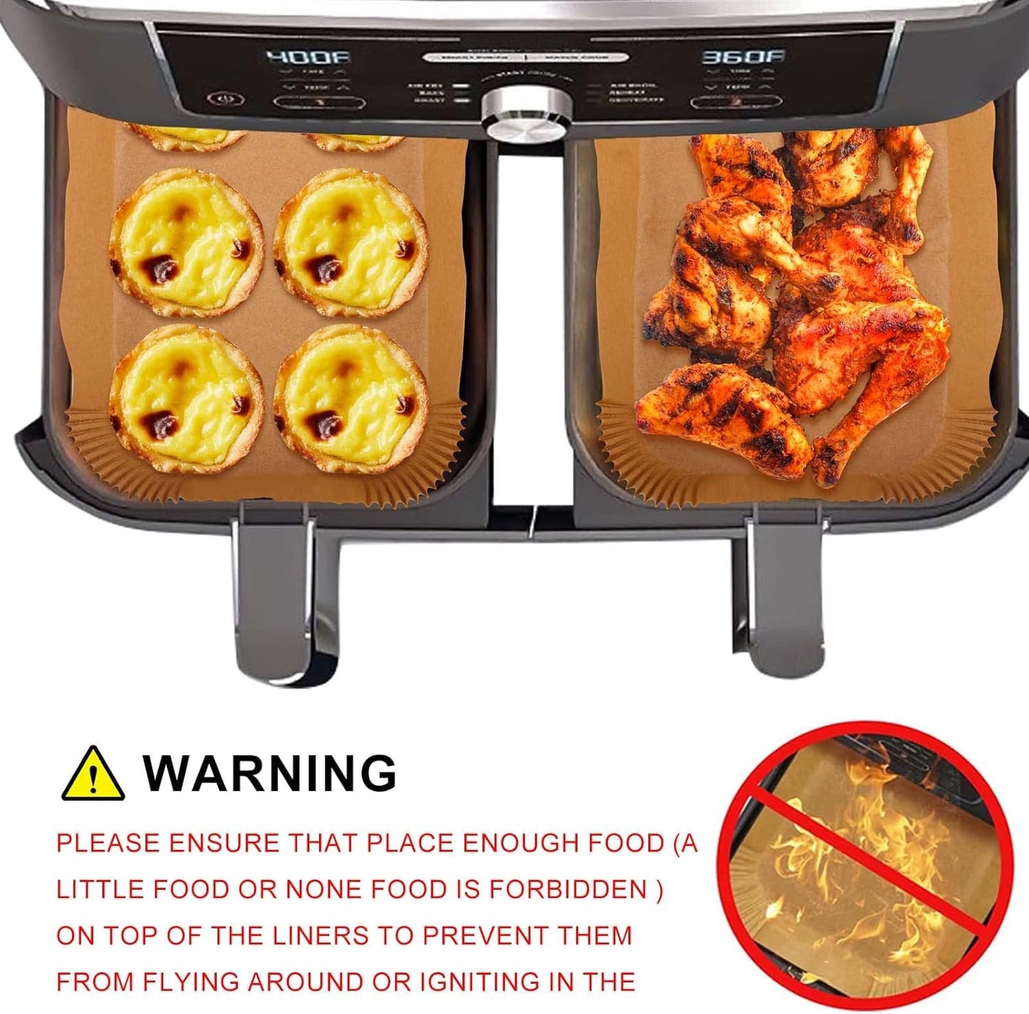 Air Fryer Baking Liners for Ninja Foodi DualZone 2-Basket DZ201, DZ401, FG551 Foodi Smart XL 6-in-1 Indoor Grill Accessories (Rectangular Baking Paper 250PCS)