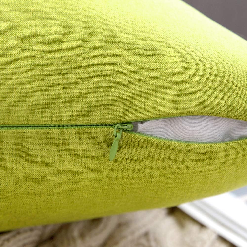 MIULEE Decorative Outdoor Throw Pillow Covers - Waterproof Faux Linen Cushion Cases | 16x16 Inch Green (Pack of 2)