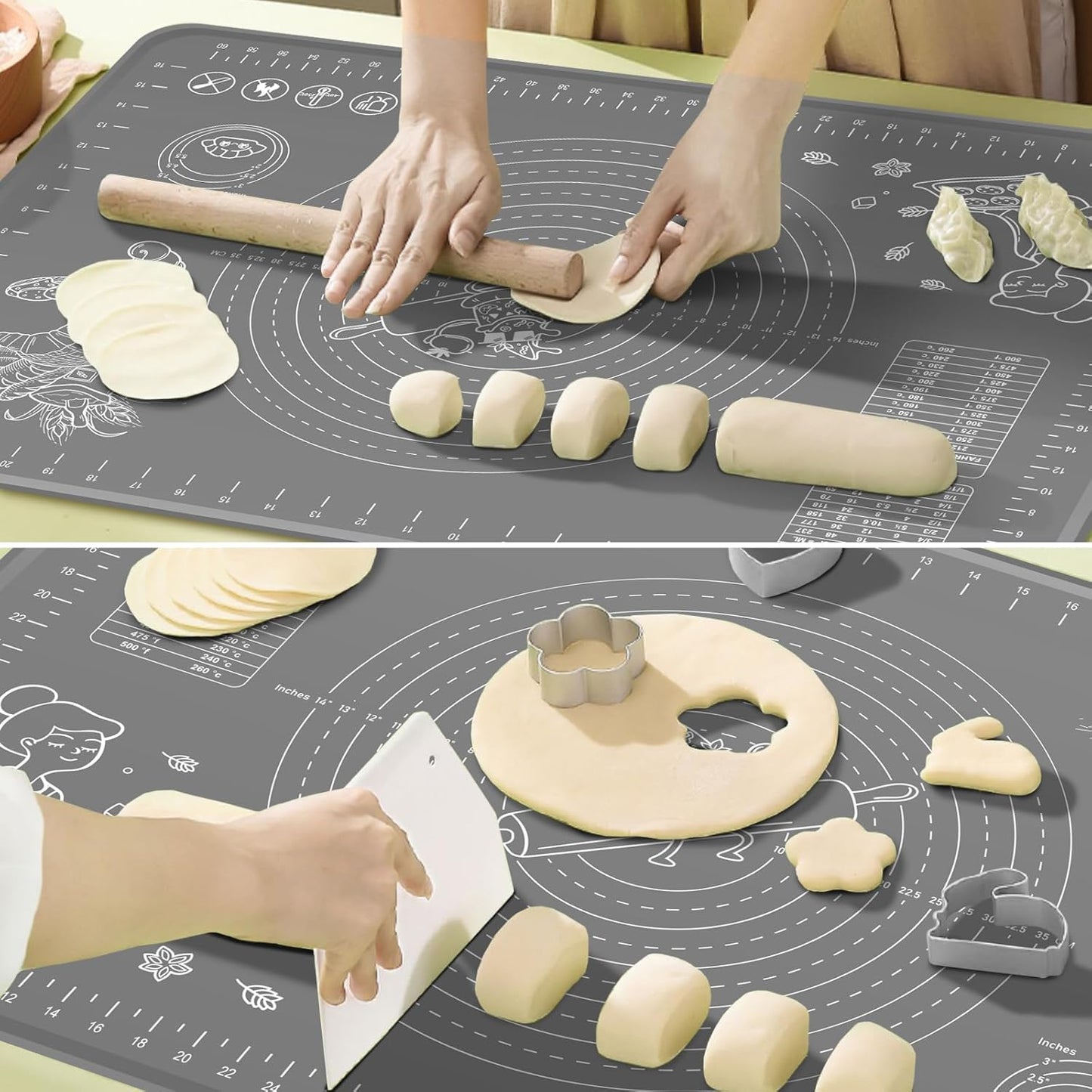 Skiennix Silicone Baking Mat - Extra Thick Non-Stick Pastry Mat with Measurements | 32x24 Inch for Easy Dough Rolling
