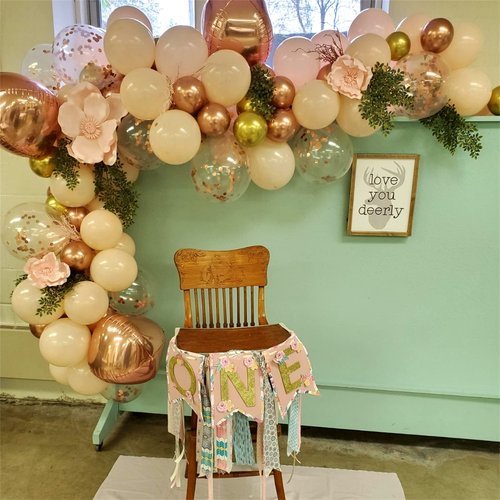 Blush Rose Gold Balloon Garland Arch Kit, 119 Pieces Peach Pink Gold Pastel Orange Metallic Rose Gold Confetti Balloon Garland Kit for Girls Women Birthday Wedding Baby Bridal Shower Party Decorations