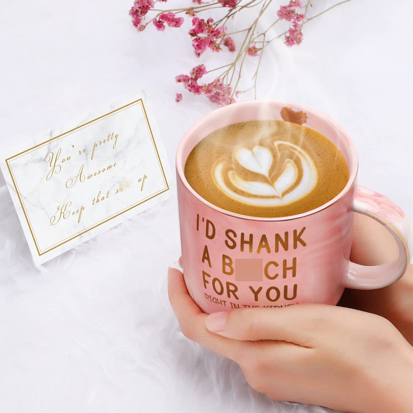 YENCHORN Best Friend Birthday Gifts for Women Friendship Gifts for Women Funny Best Friend Gift for Woman Bestie Gift for Woman Bff Bestfriend, Coffee Mug Makeup Bag Mirror Card