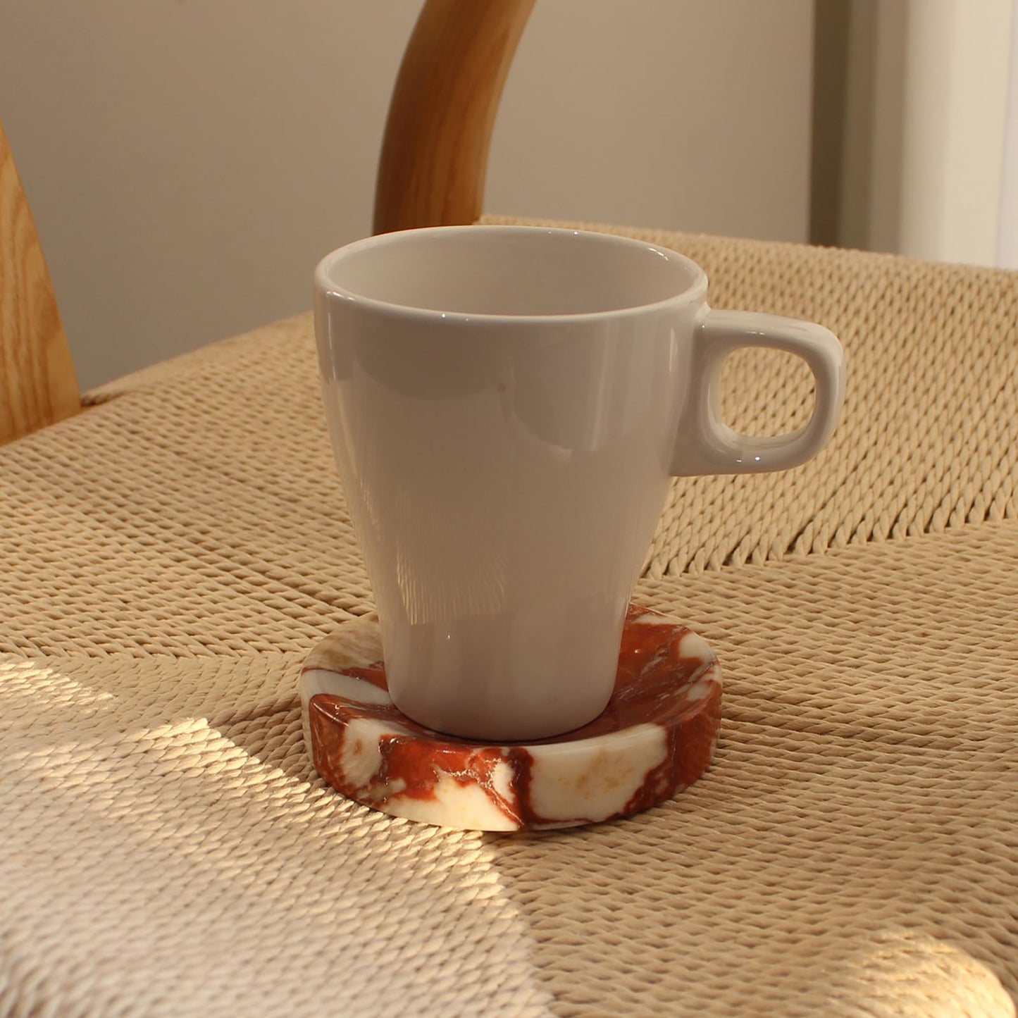 Natural Calacatta Red Marble Soap Dish, Round Small Jewelry Dish, Sponge Holder for Bathroom, Kitchen