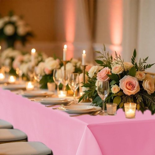 Fitable 8 Pack Table Cloth Rectangle Table: Stain and Wrinkle Resistant Tablecloth Rectangular, Washable Polyester Tablecloths for Wedding Party Dining Banquet Event Catering(Pink, 70x108 Inch)