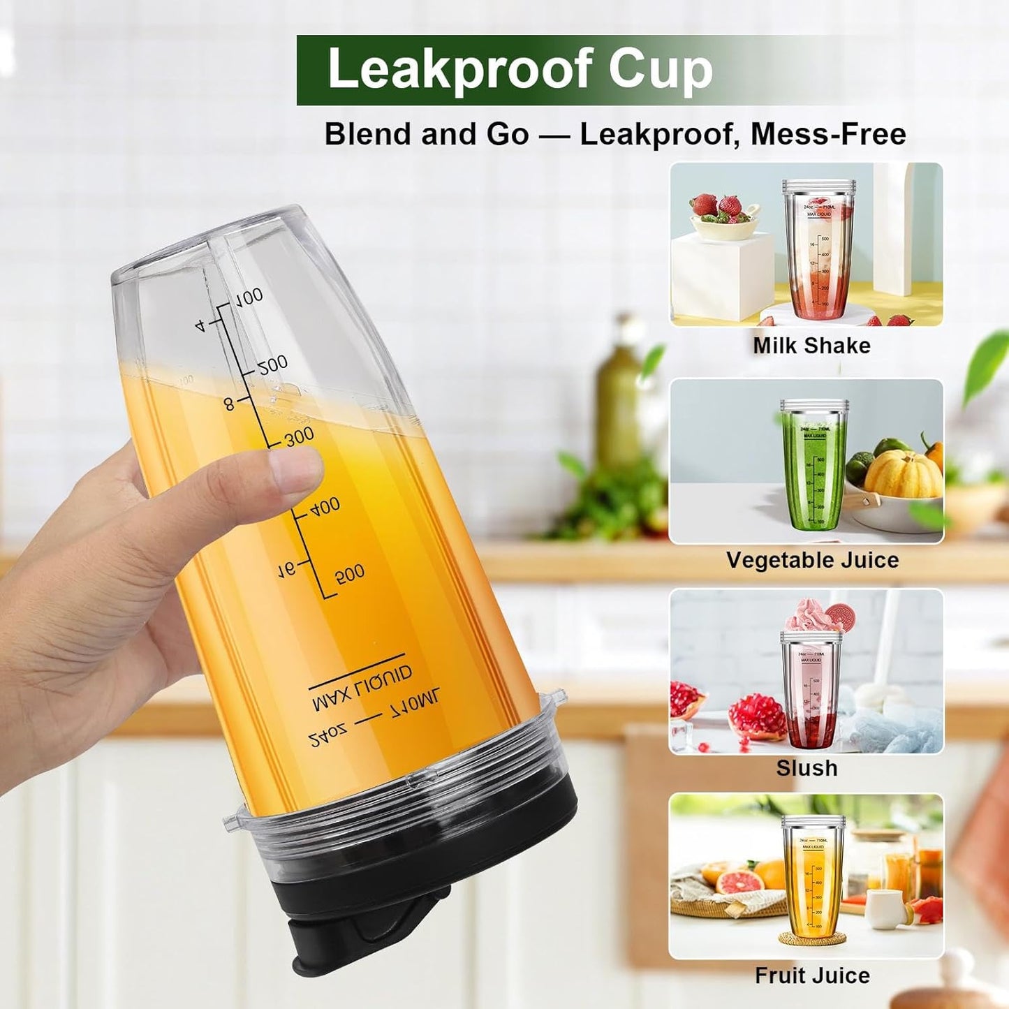 Ninja Blender Cups - 24oz Replacement Cups with To-Go Lids | Compatible with Multiple Ninja Models (3 Pack)