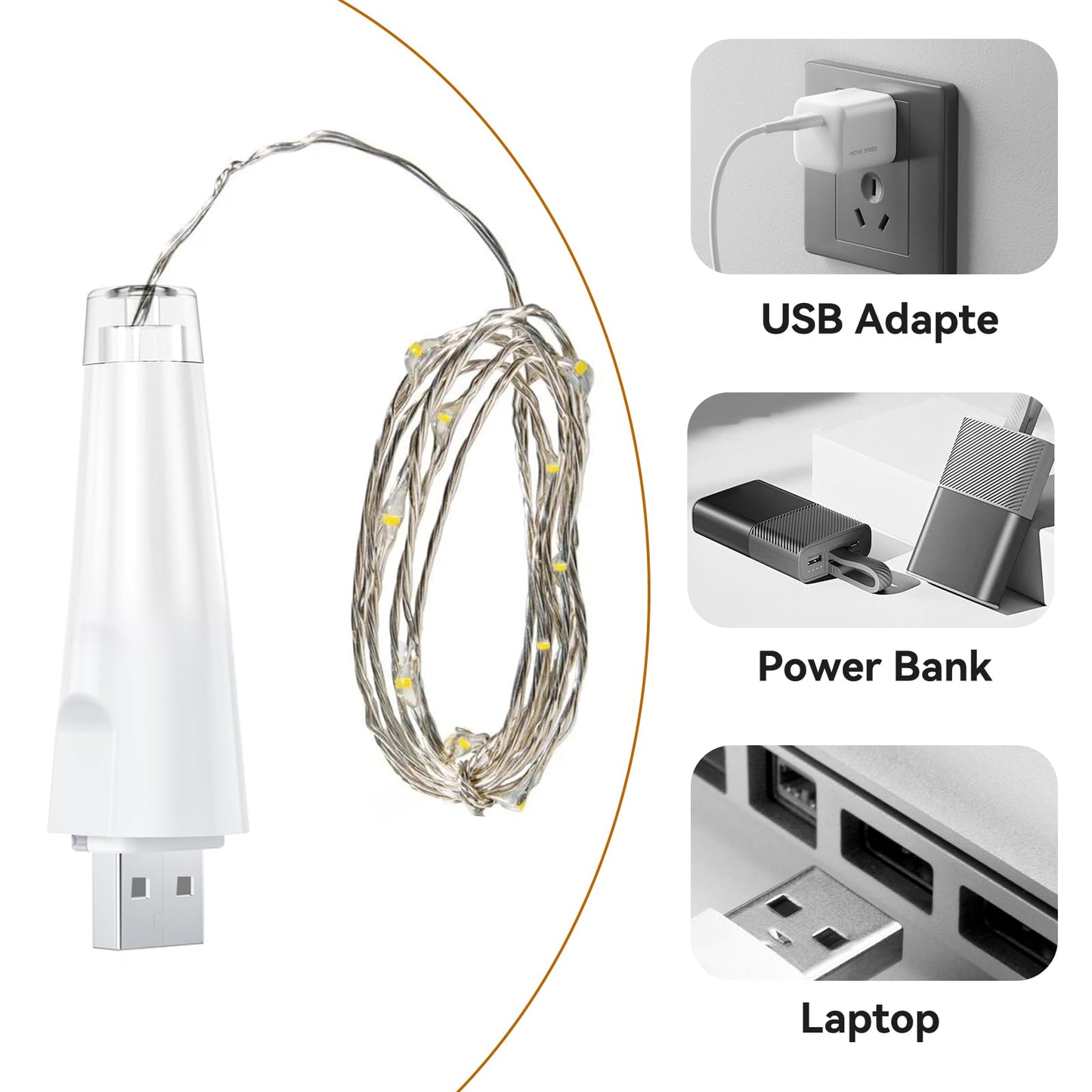 Dumcuw Fairy Lights USB Rechargeable Battery Operated, 7ft 20 LED String Lights Indoor for Bedroom Mason Jars Wedding Table Centerpieces Decorations Christmas Party Decor(Warm, 3 Pack)