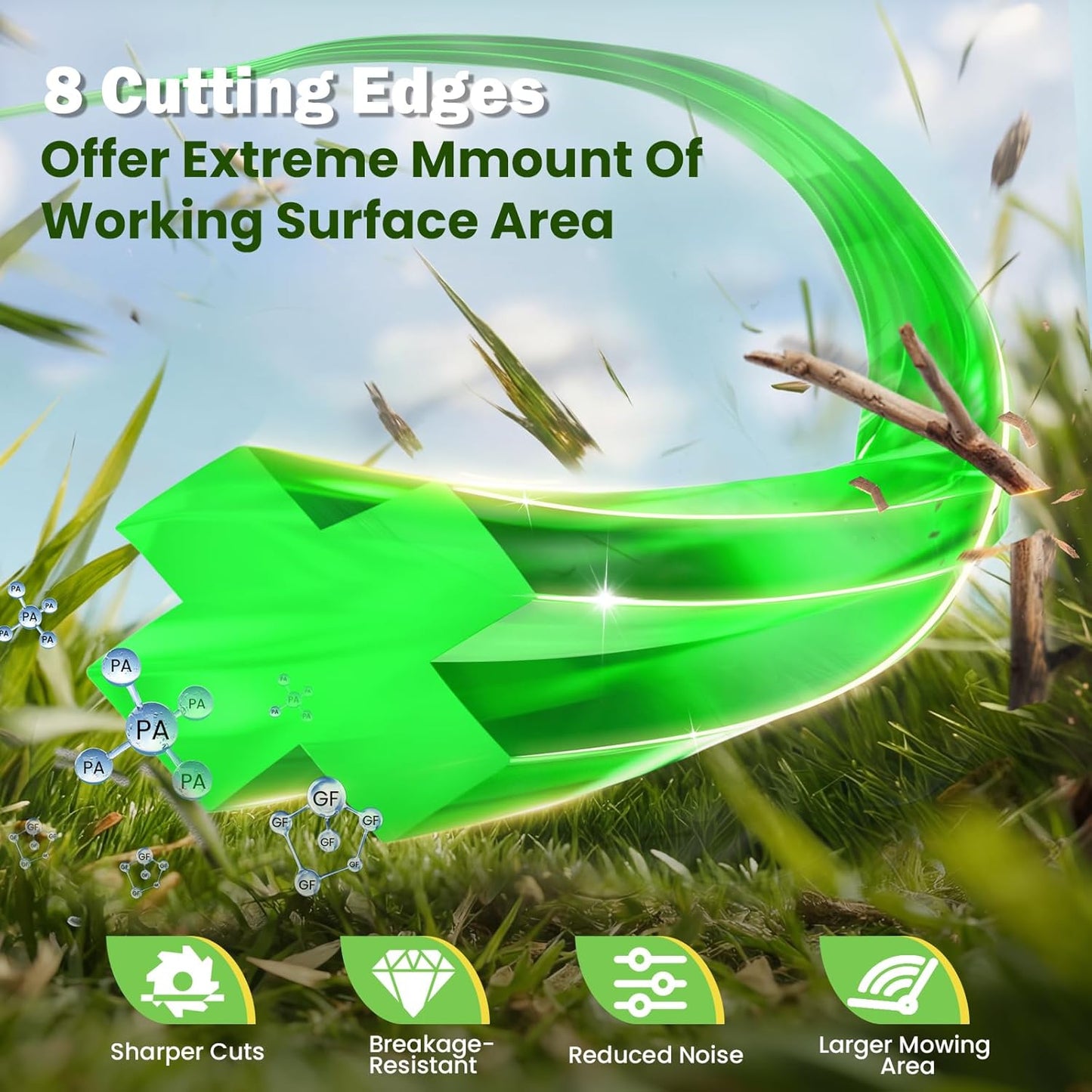 YWTESCH String Trimmer Line - 0.065'' x 1.0lbs Durable Cross Weed Eater String for Standard Models
