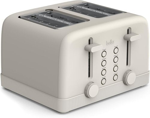 Bella 4-Slice Toaster - 6 Shade Settings with Reheat & Cancel Functions | Removable Crumb Tray, Oatmilk
