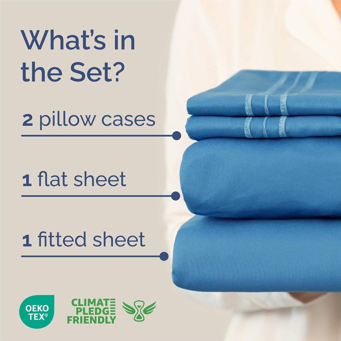 King Size 4 Piece Sheet Set by [Brand Name] - Comfy Cooling Bed Sheets | Luxury Denim Blue Bedding, Deep Pockets, Soft & Wrinkle-Free