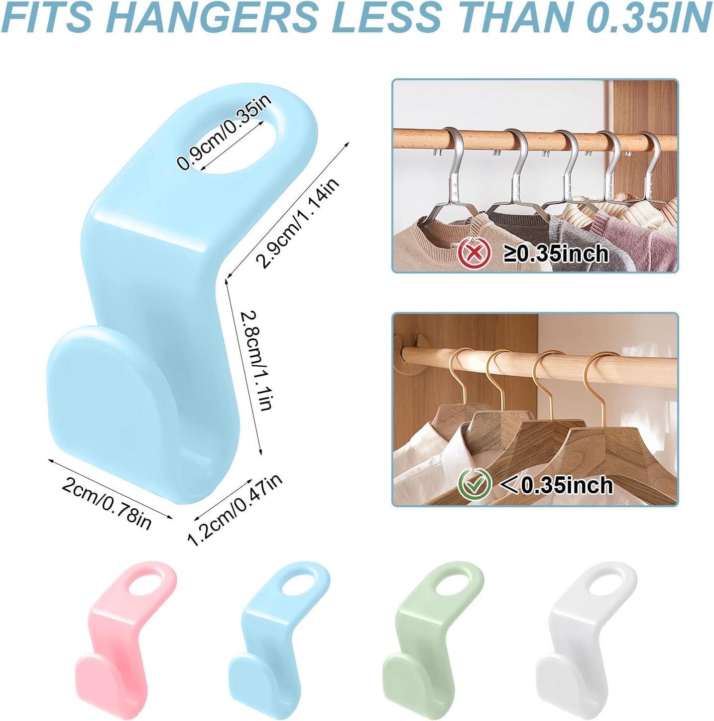 Skiennix 50 PCS Space Saving Hanger - Heavy Duty Clothes Connector Hooks for Closet Organization (White)