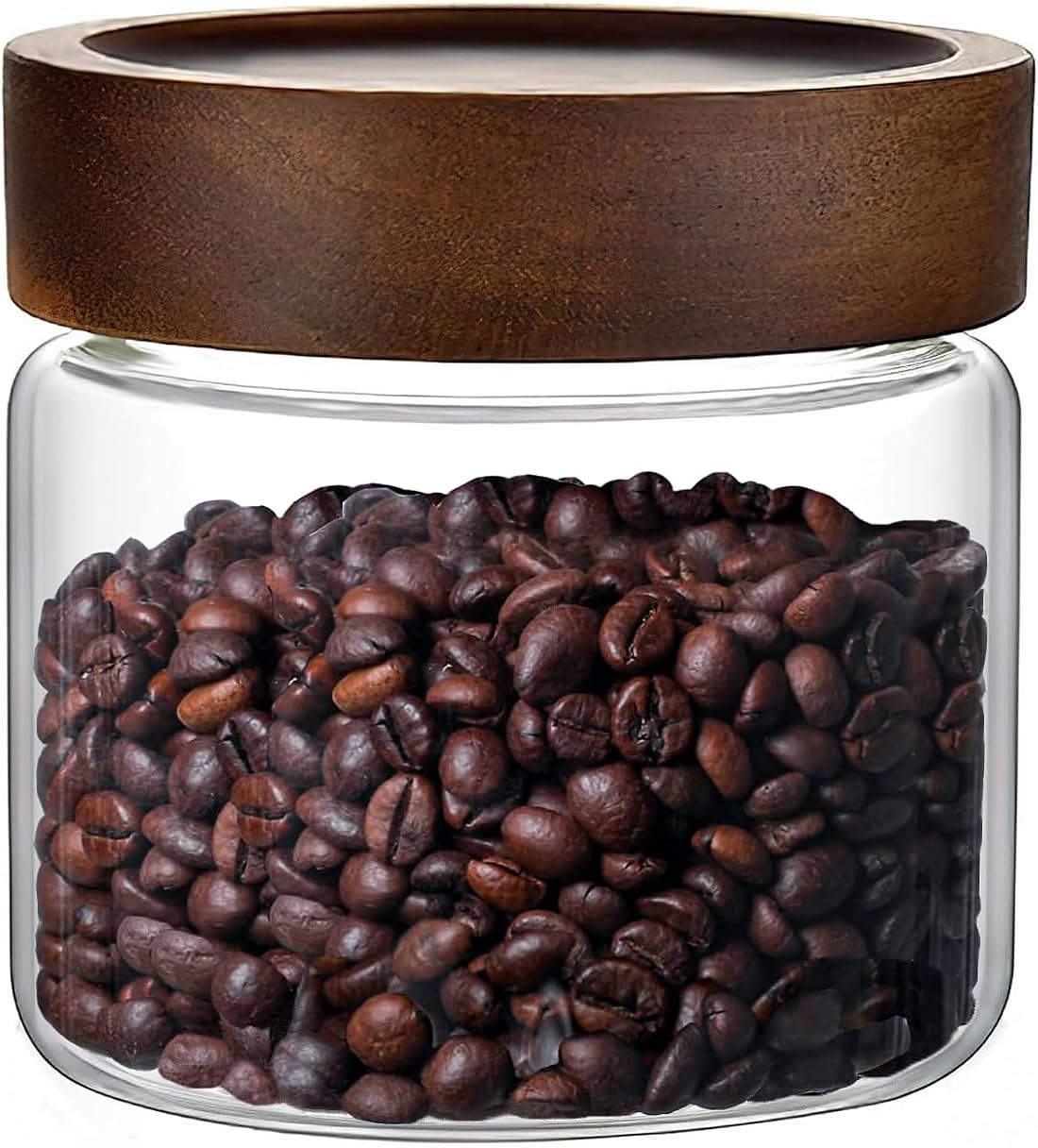 Skiennix Glass Food Storage Jar - Premium 17 Fl Oz Airtight Container with Wooden Lid | Ideal for Coffee, Tea, and Spices