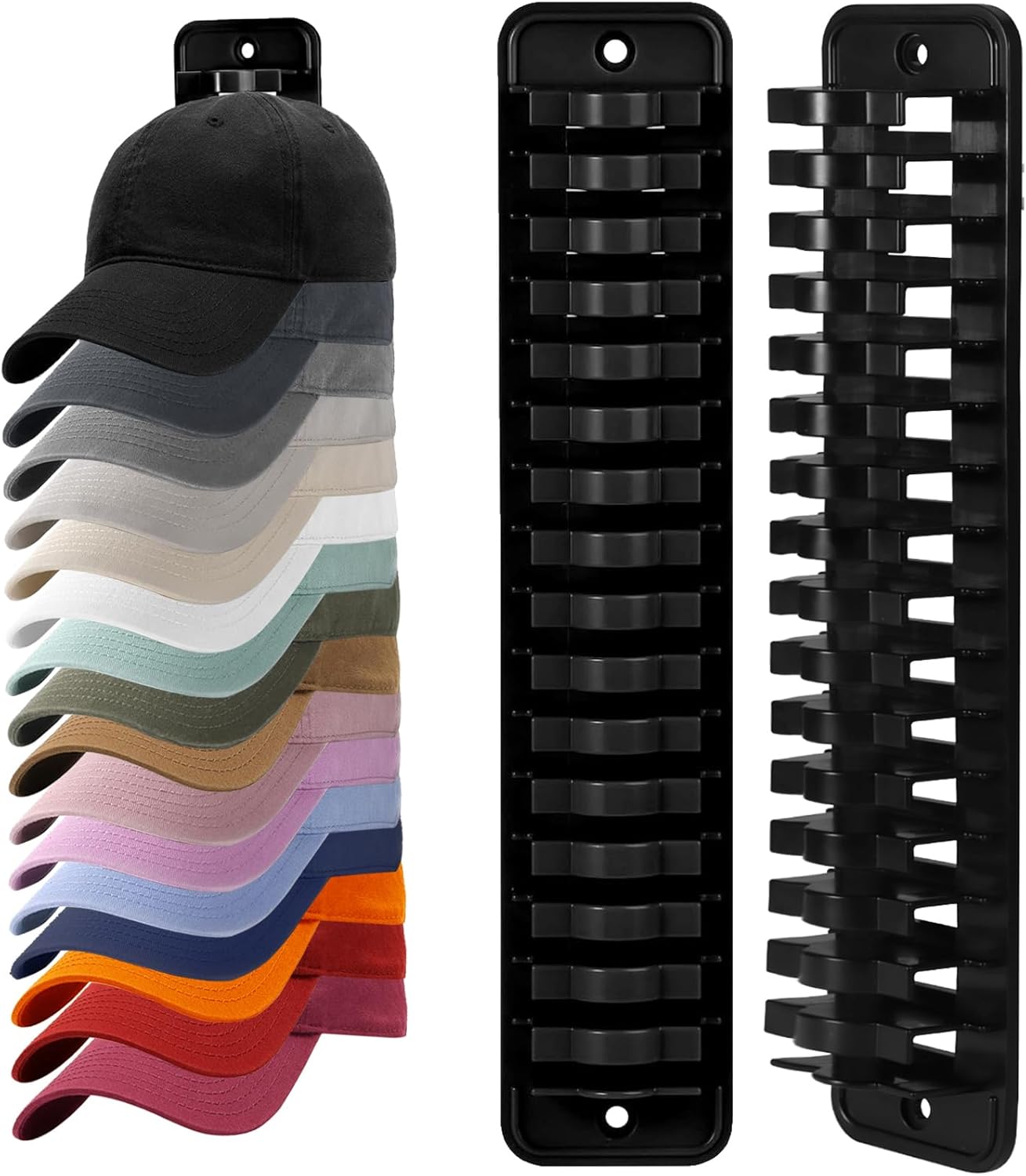MAGTSMEI Baseball Cap Organizer - Vertical Hat Holder for Closet & Door | Large Capacity, Space-Saving Design (Black)