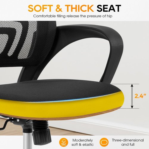 BestOffice Ergonomic Office Chair - Mid-Back Swivel Desk Chair with Lumbar Support & Breathable Backrest - Adjustable Height, Dark Black for Adults & Women