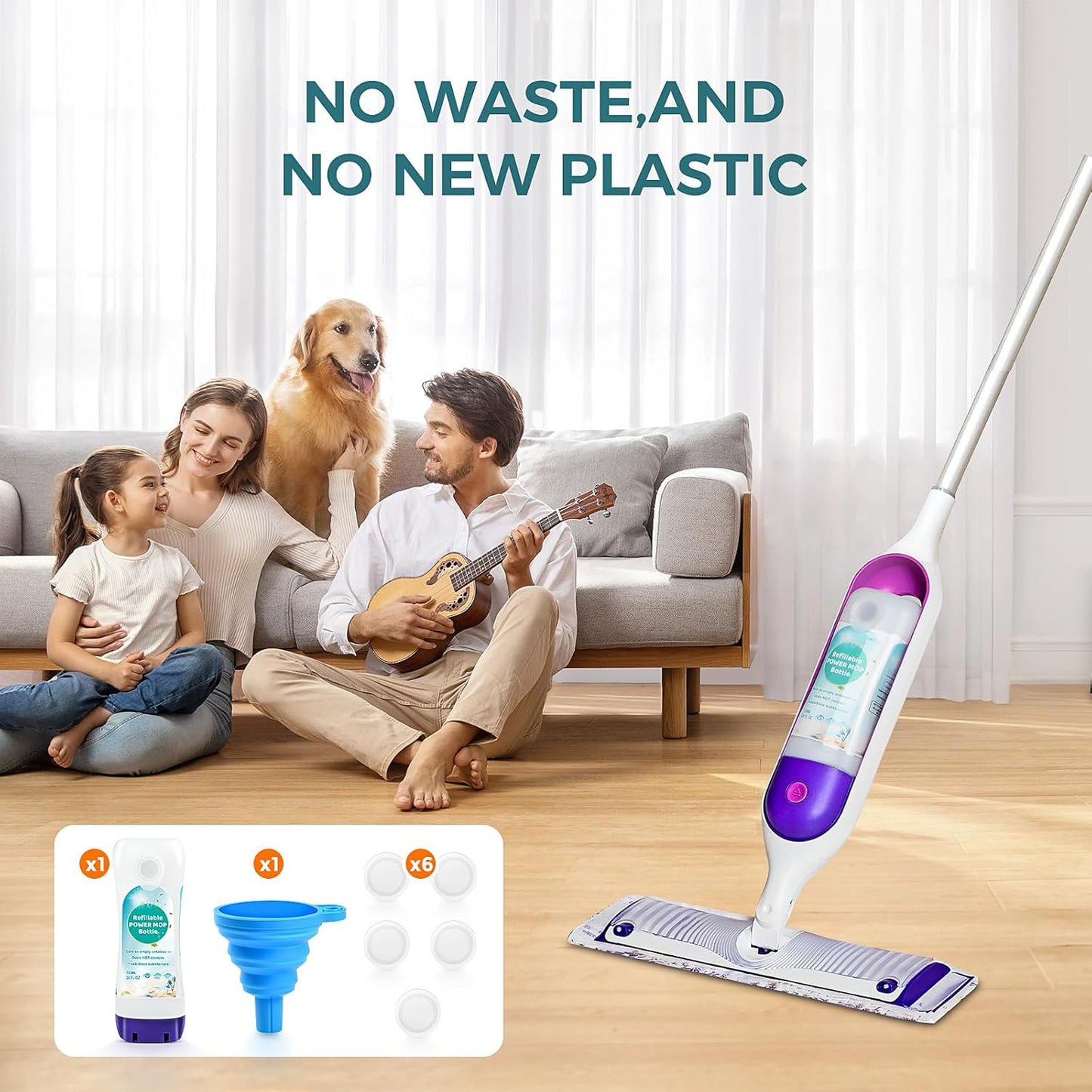 Skiennix 720ml Reusable Solution Bottle - Leak-Resistant Design for Swiffer Powermop