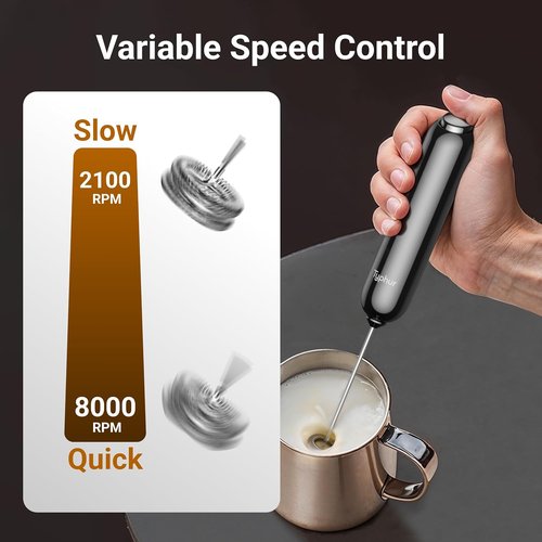 InstaWhisk Milk Frother - Battery Operated Handheld Coffee Foam Mixer with Variable Speed & Stand