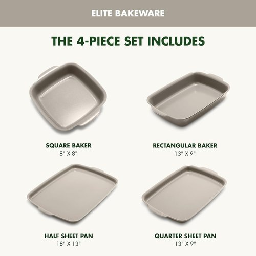 GreenPan Premiere Bakeware Set - Healthy Ceramic Nonstick, PFAS-Free, 4-Piece, Taupe, Oven & Broiler Safe