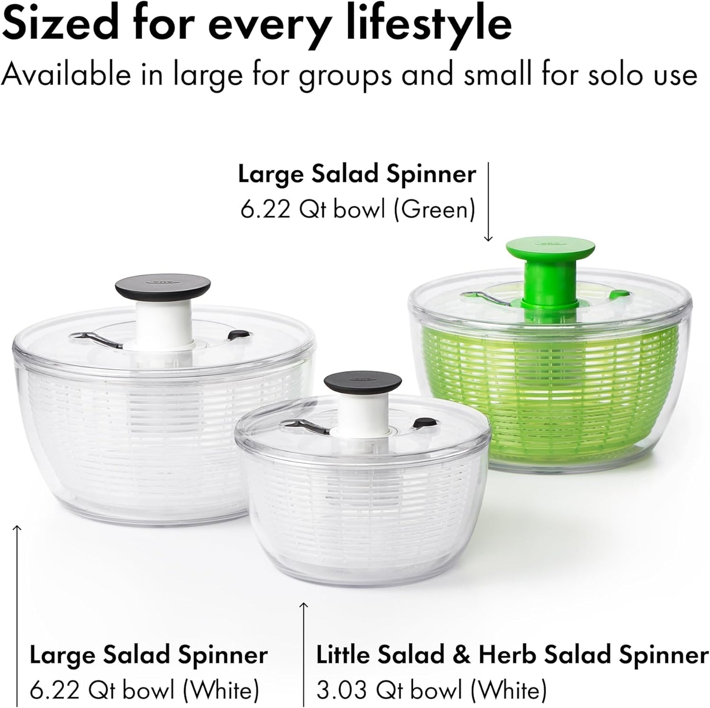 OXO Good Grips Salad Spinner - Efficient Lettuce & Fruit Washer | 6.22 Quart Capacity for Easy Cleaning
