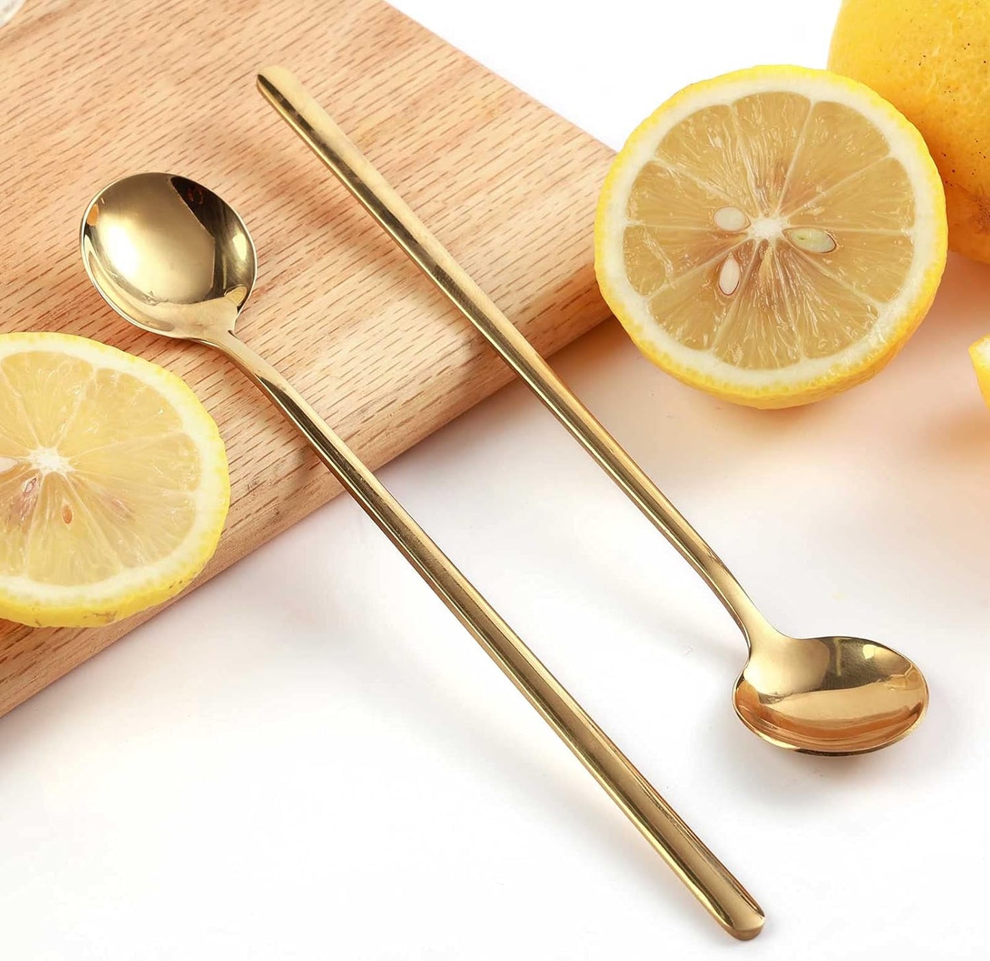 Skiennix 6.7-Inch Gold Stainless Steel Coffee & Tea Spoons - Long Handle for Espresso & Iced Tea