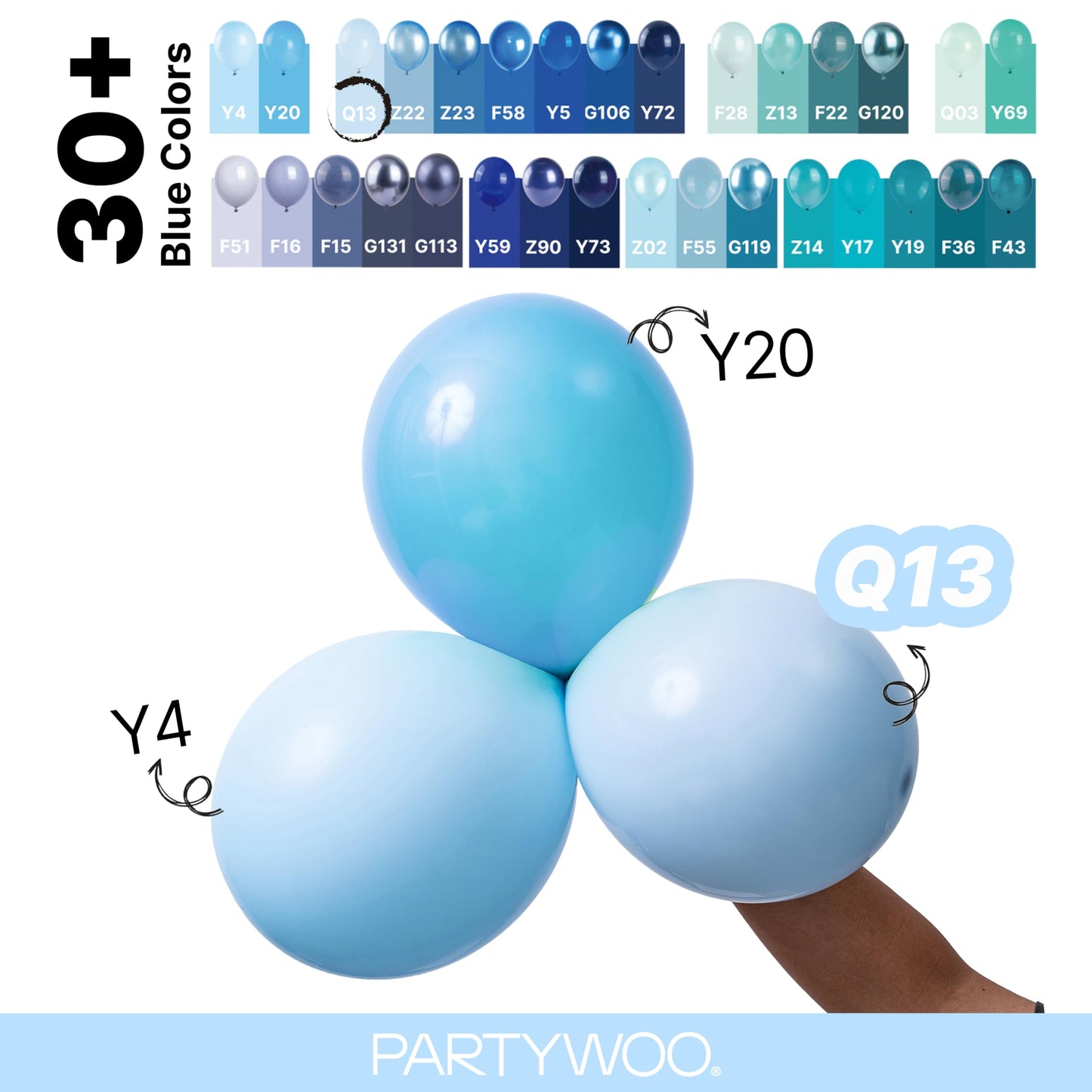 PartyWoo Baby Blue Balloons 140pcs Different Sizes of 18 12 10 5 Inch Light Pastel Sky Aqua Blue Balloon Arch Kit Garland for Graduation Baby Shower Gender Reveal Easter Party Decorations Blue-Q13