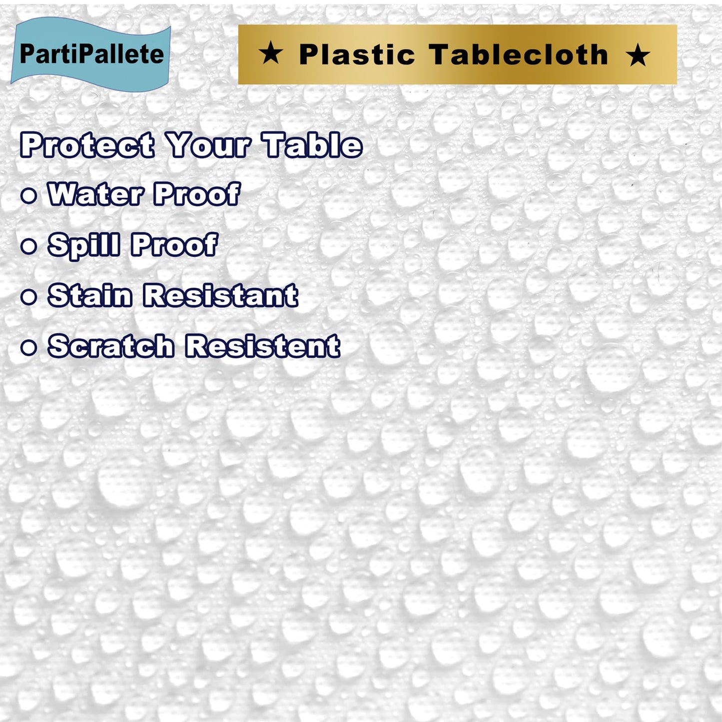 PartiPallete 3-Pack Premium Plastic White Tablecloth Disposable 54" x 108" Rectangle Table Cover Party PEVA Table Cloths for Parties Birthday Wedding Engagement Banquet Fits up to 8 ft Long Tables