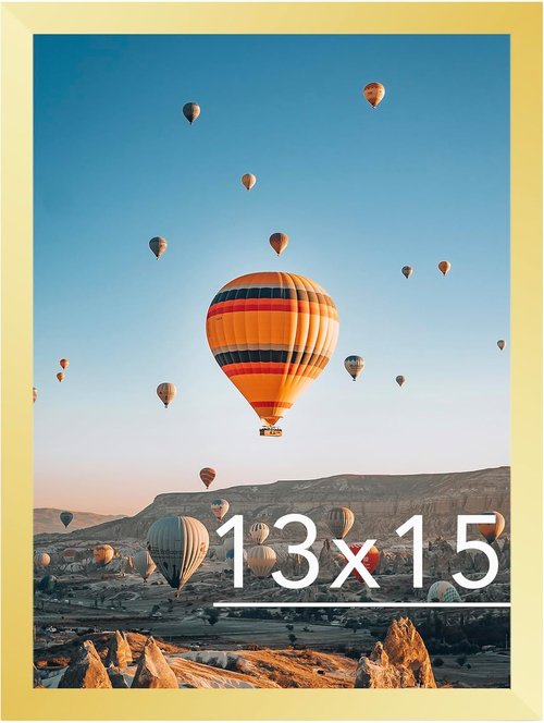 JCJMY 13x15 Gold Picture Frame - Wall Hanging for Horizontal or Vertical Display | Shatter-Resistant Plexiglass