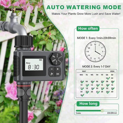 Insoma Water Timer - Programmable Hose Timer with Rain Delay | Automatic Irrigation System for Lawn & Garden, IP55 Waterproof, 1 Outlet