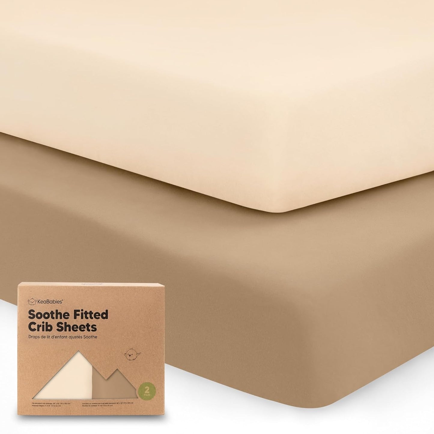 KeaBabies Organic Crib Sheets - 2-Pack Fitted Jersey Cotton Covers for Baby Beds | Soft & Breathable (Pecan)