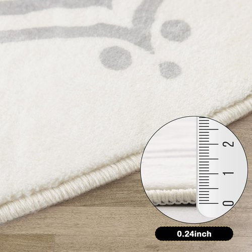 Carvapet 2' Round Area Rug - Chic Boho Mandala Print | Non-Slip, Machine Washable Floor Mat in Ivory Grey