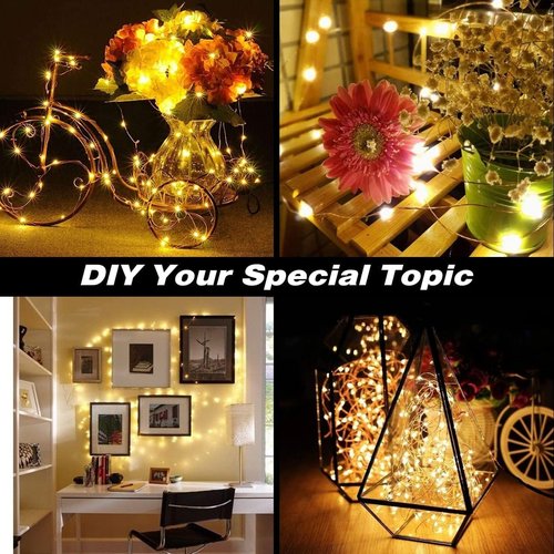 Efirisey Fairy Lights Plug in,33Ft 100 LEDs Copper Lights Warm White,Christmas Lights Indoor Outdoor,Led Fairy String Lights for Bedroom Party Wedding Patio Christmas Tree Decoration