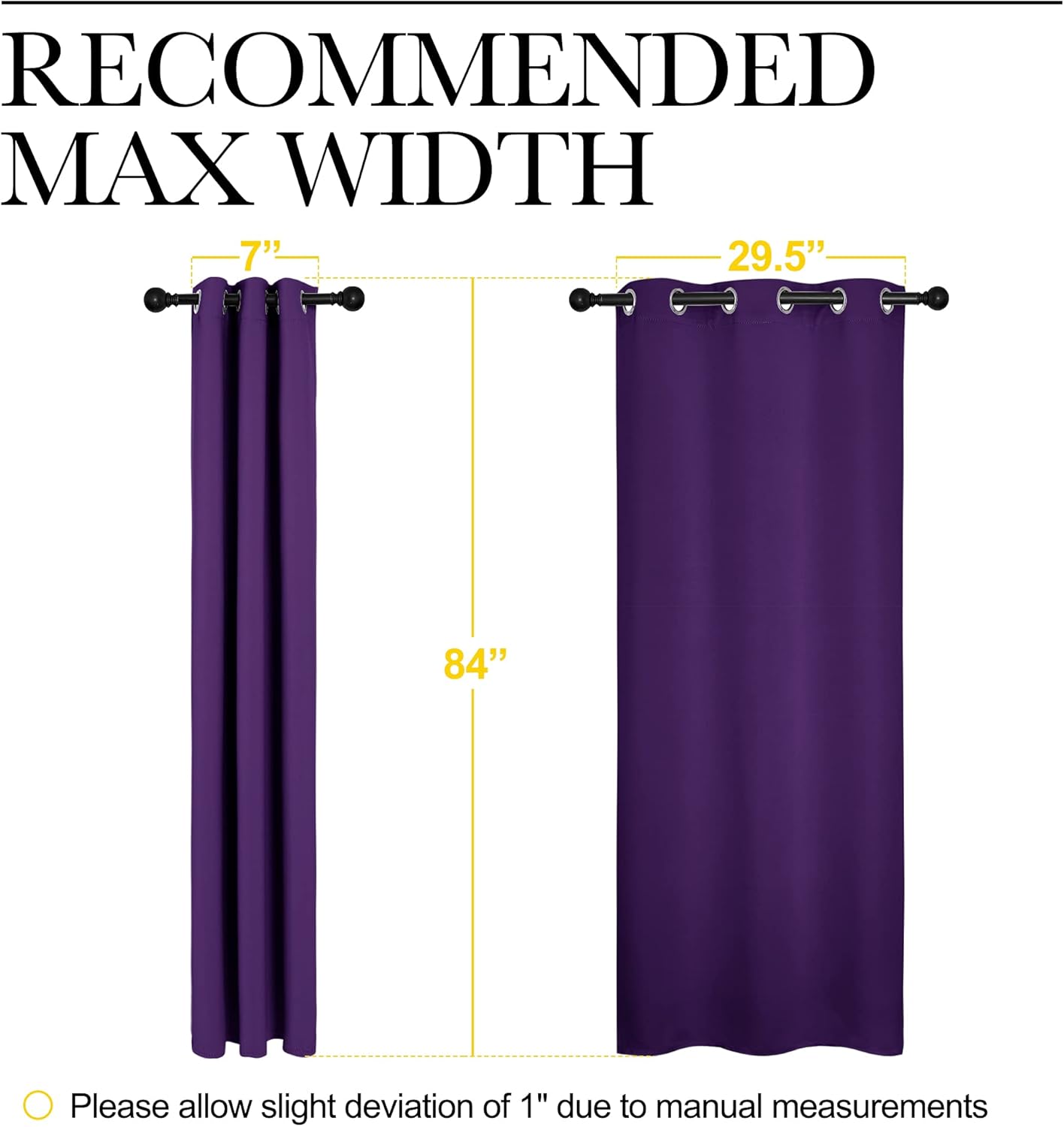 NICETOWN Blackout Curtain Panels - Thermal Insulated Solid Ring Top Drapes for Kids Room | Set of 2, 34 x 84 Inches, Royal Purple
