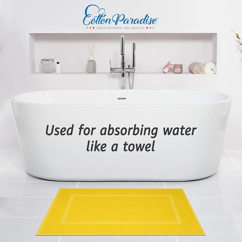 Cotton Paradise 100% Cotton Bath Mats - Soft, Absorbent & Quick-Dry | Set of 2, 20x34, Yellow