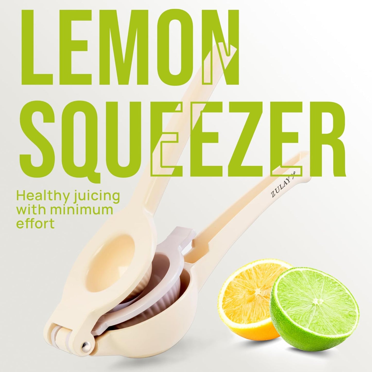 Zulay Kitchen 2-in-1 Lemon Squeezer - Sturdy Manual Juicer for Maximum Juice Extraction - Cream/Lavender