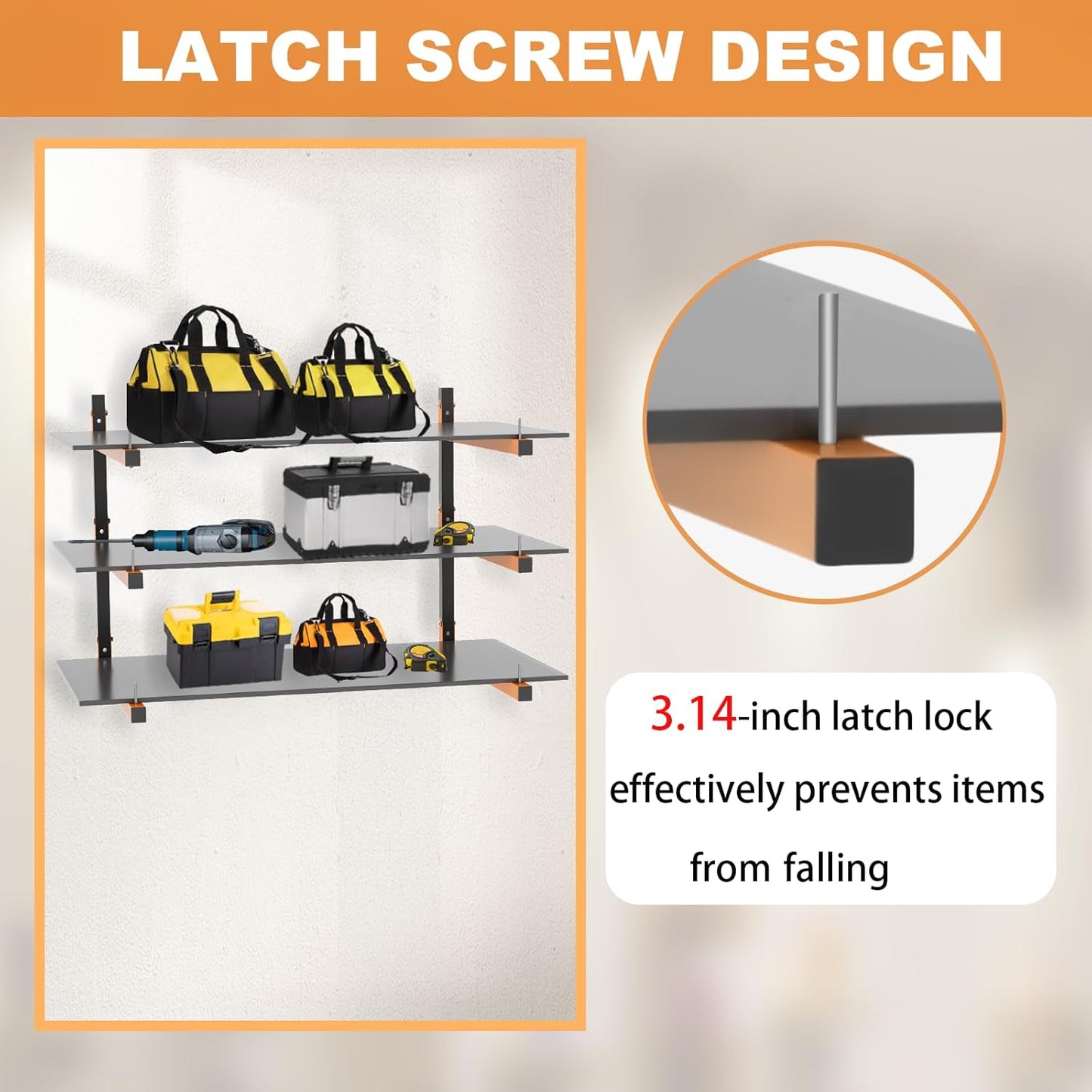 Lumber Rack Heavy Duty Wall Mount Wood Storage Racks - 9-Level Garage Shelving System | 1080 Lbs Capacity, 6 Pack
