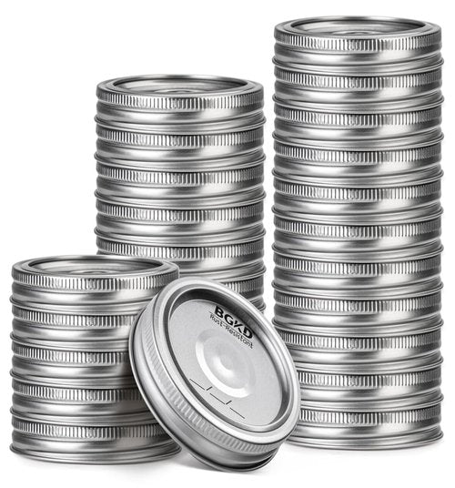 BGKD 48Pcs Rust-Proof Wide Mouth Mason Jar Lids and Rings, Canning Lids with Bands Wide Mouth for Ball or Kerr, Large Mouth Mason Jars lid