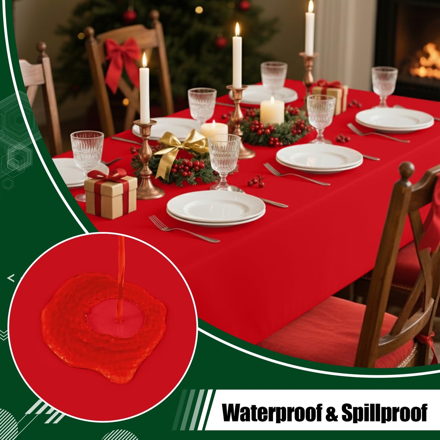 Smiry Disposable Table Cloth - 6 Pack, 54 x 108 Inch Waterproof Rectangle Tablecloths for Parties, Decorative Plastic Table Cover, Leakproof & Sturdy, Red