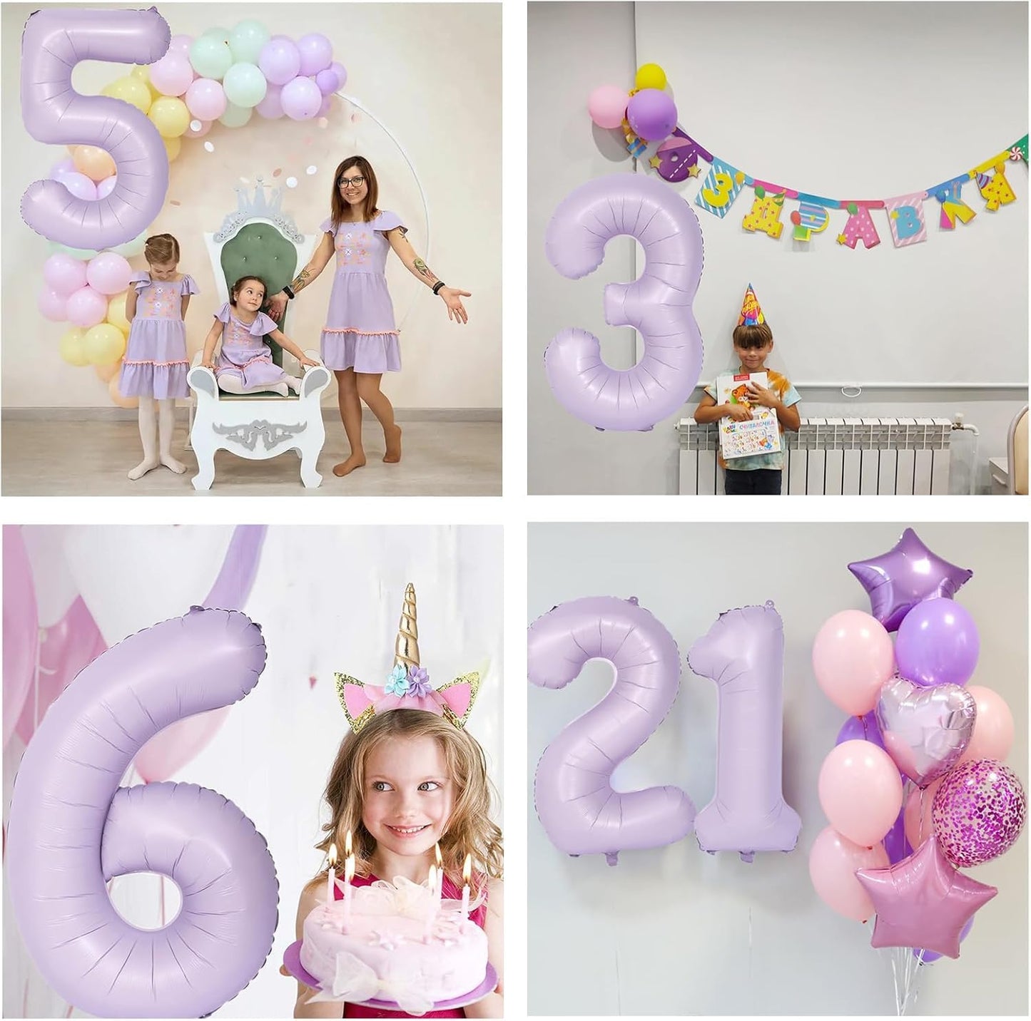 40 Inch Purple Number Balloons Light Purple 2 Balloon Matte purple Birthday Balloons 0-9 Birthday Wedding Party digital Decorations (Number 2)
