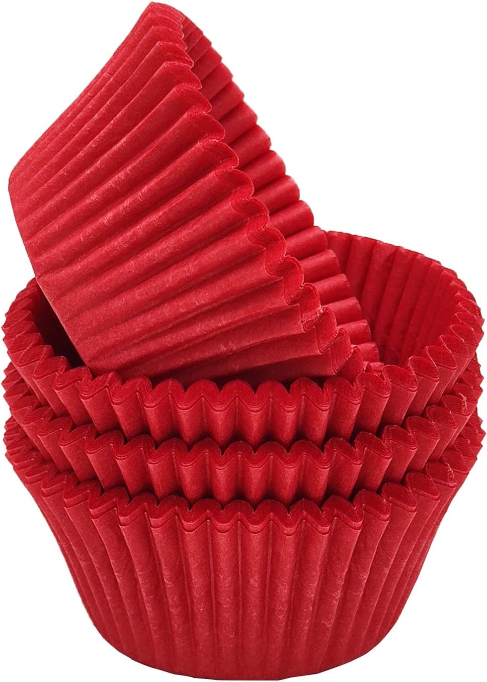 Premium Red Greaseproof Cupcake Liners - Standard Size Muffin Baking Cups, 100-Count