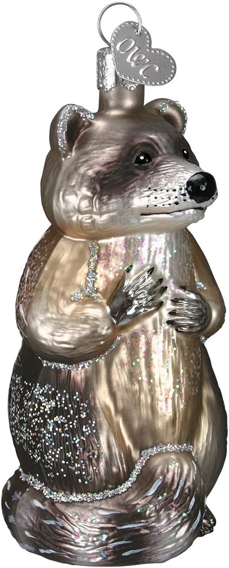 Handcrafted Badger Glass Blown Ornament - Unique Christmas Tree Decoration