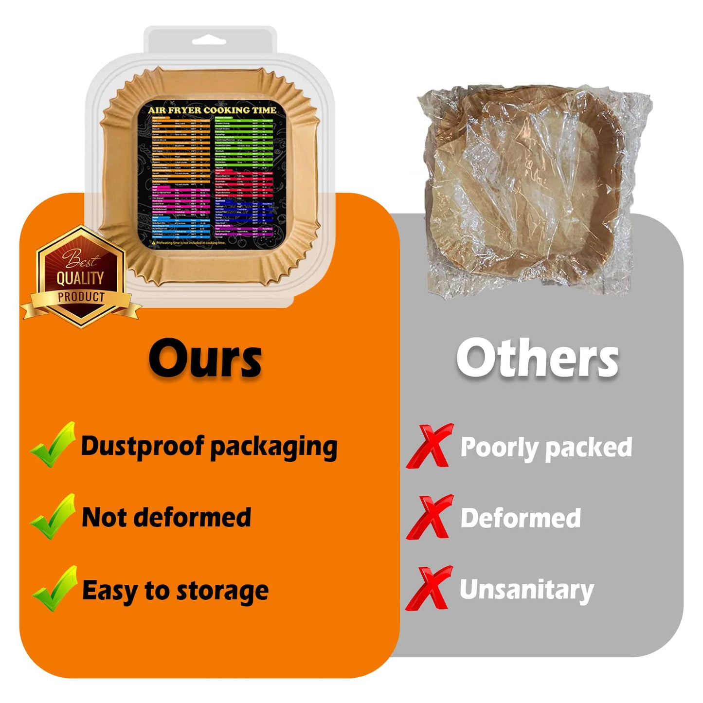 Air Fryer Liners Disposable, Large Airfryer Liners 10 Inch Square, Non-stick Air Fryer Paper Liners Oil Resistant, Waterproof Air Fryer Parchment Paper Liners for Roasting Microwave