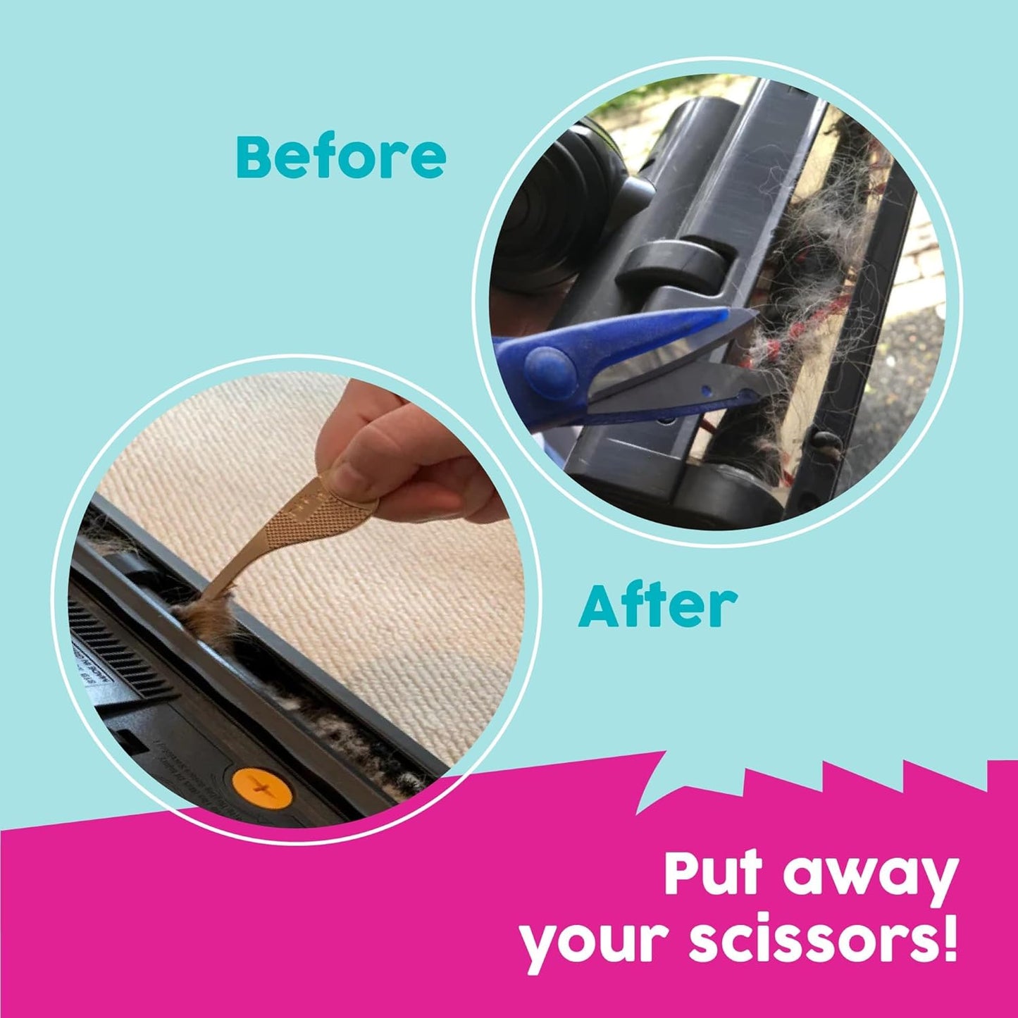 Pikk-it Vacuum Hair Brush Cleaner Tool - Effortlessly Removes Pet & Human Hair | Single & Twin Pack Options