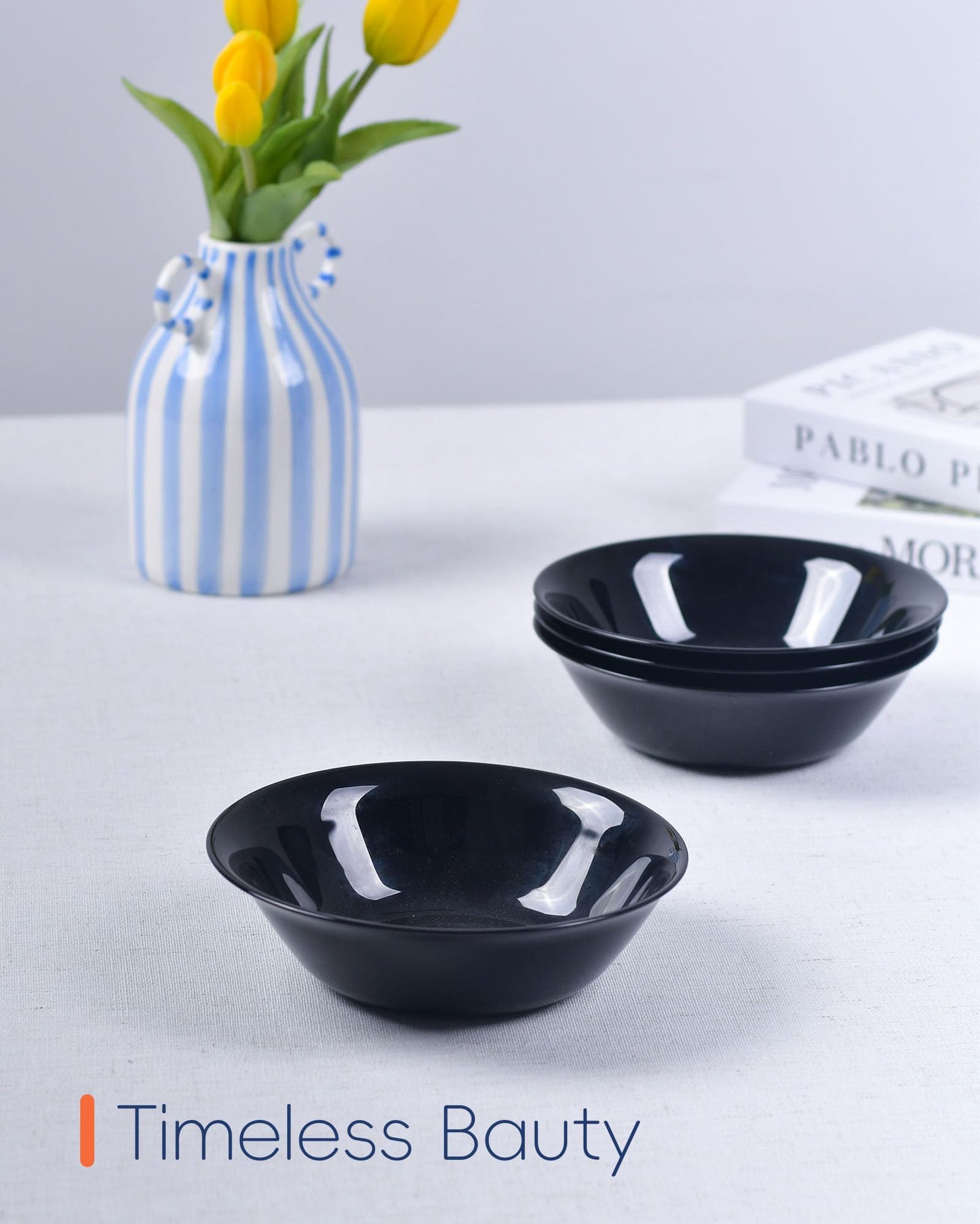 LaGlint 14 OZ (16 OZ MAX) White Opal Glass Cereal Bowl Set of 6, 6.5 inch Dishwasher & Microwave Safe Round Bowls for Soup, Salad and Rice