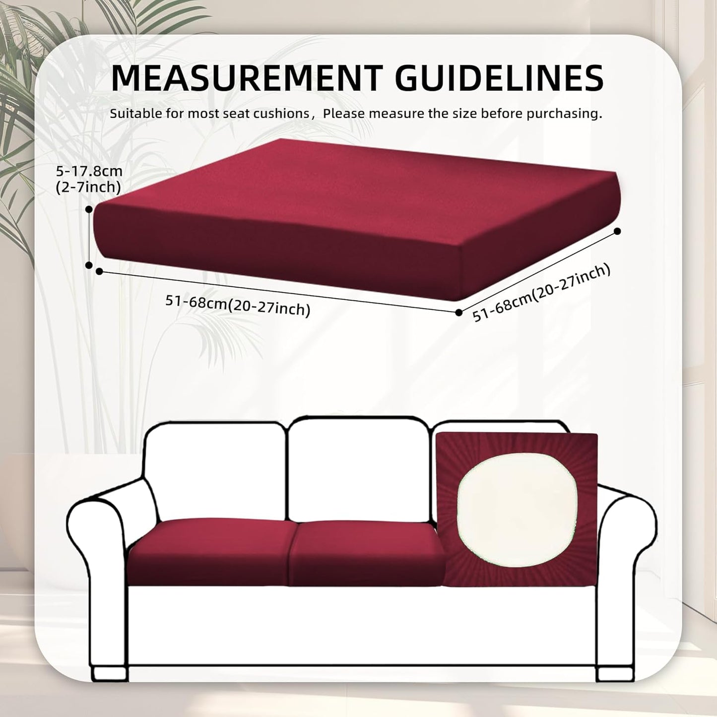 Skiennix 8-Piece Stretch Patio Cushion Covers - Washable Outdoor Sofa Slipcovers | Wine Red