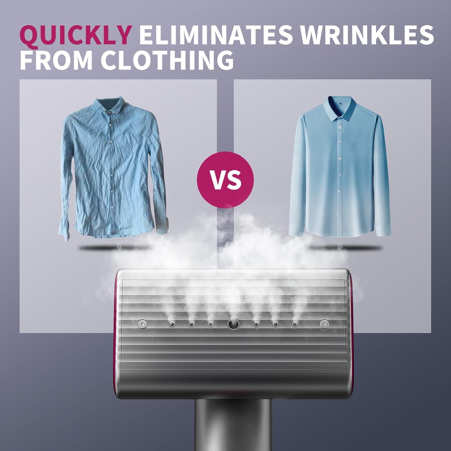 Skiennix Portable Garment Steamer - Fast Heat-Up in 15 Seconds | 70ml Water Tank | Silver Gray