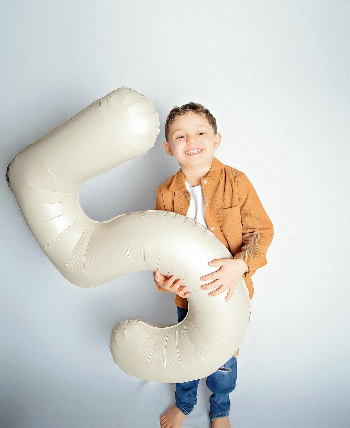 Skiennix 40-Inch Cream Number 5 Balloon - Perfect for 5th Birthday Party Decorations