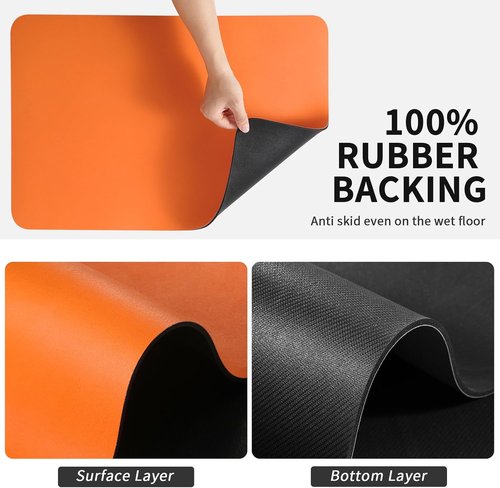 HotLive Dish Drying Mat - Super Absorbent Kitchen Drainer with Non-Slip Backing | 18"x28" Orange