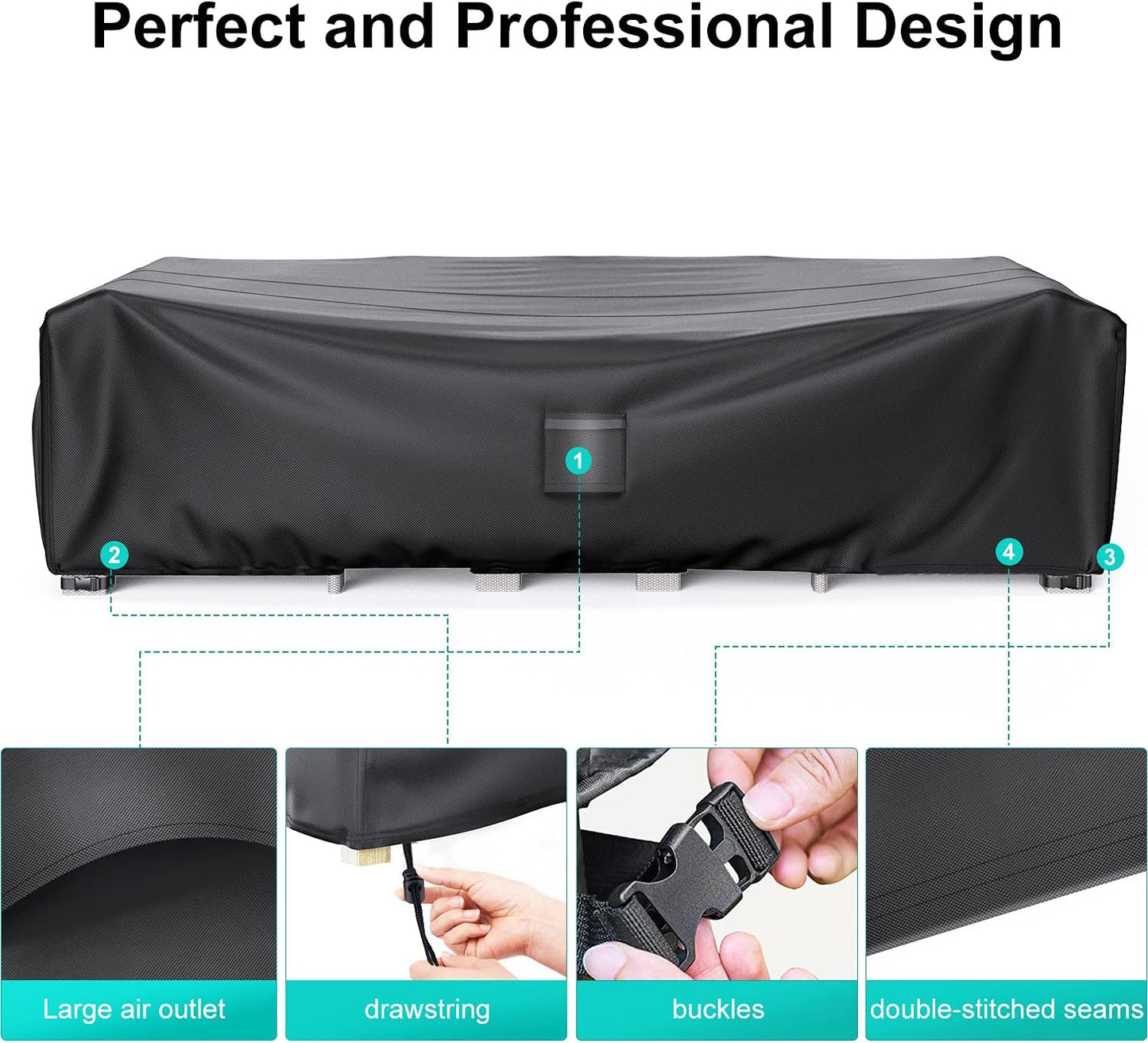 Patio Furniture Covers - Heavy Duty Waterproof Outdoor Sofa & Table Set Cover | 108" L × 82" W × 28" H