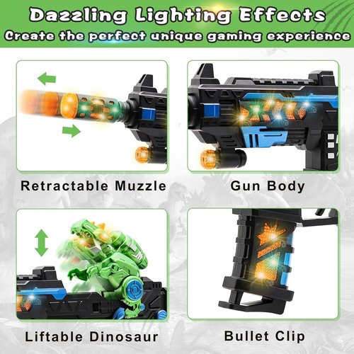 DaoDaoZhu Dinosaur Light-Up Toy Gun - Fun Sound Effects for Kids | Perfect for Indoor/Outdoor Play & Gifts for Ages 3-7