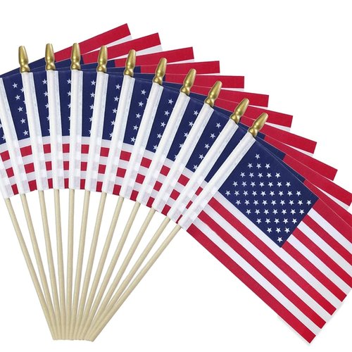 50 Pcs Small American Flags on stick,Memorial Day 4th of July Decorations Outdoor,American Flag 4''x6'',Mini USA Flags for outside,Fourth of July Decor,Patriot's Day Veterans Day Patriotic Decorations