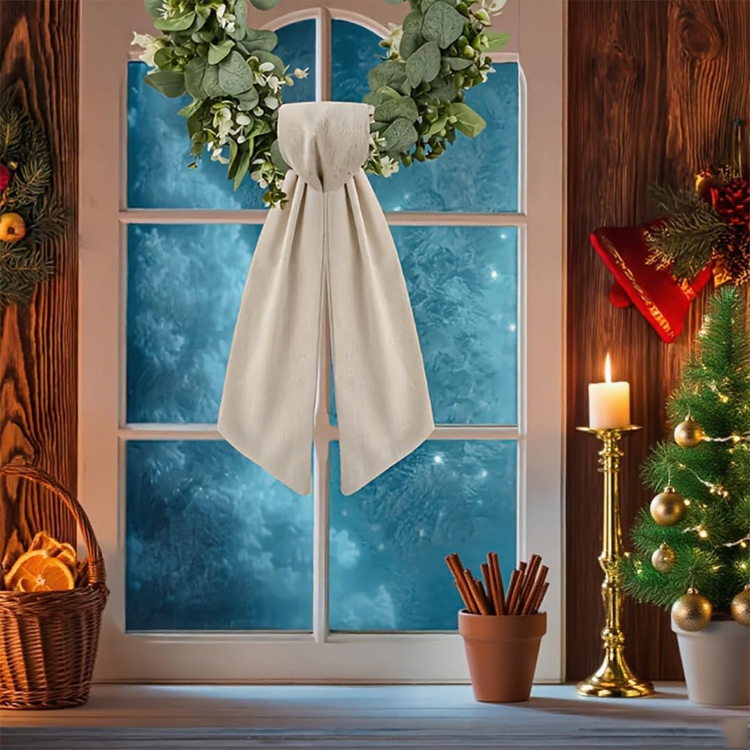 Skiennix Wreath Sash - Elegant Boxwood Garland Decor for Front Door | 2 Pack Burlap Ribbon