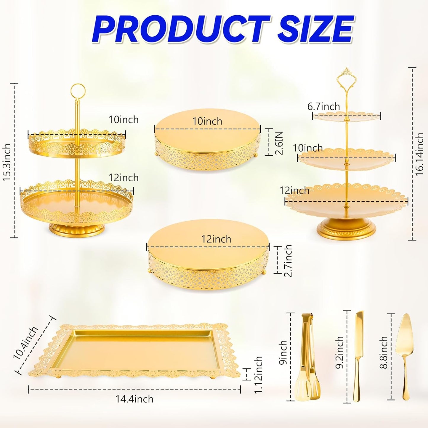 Skiennix 13 PCS Metal Cake Stand Set - Elegant Dessert Display for Weddings & Parties | Easy Assembly